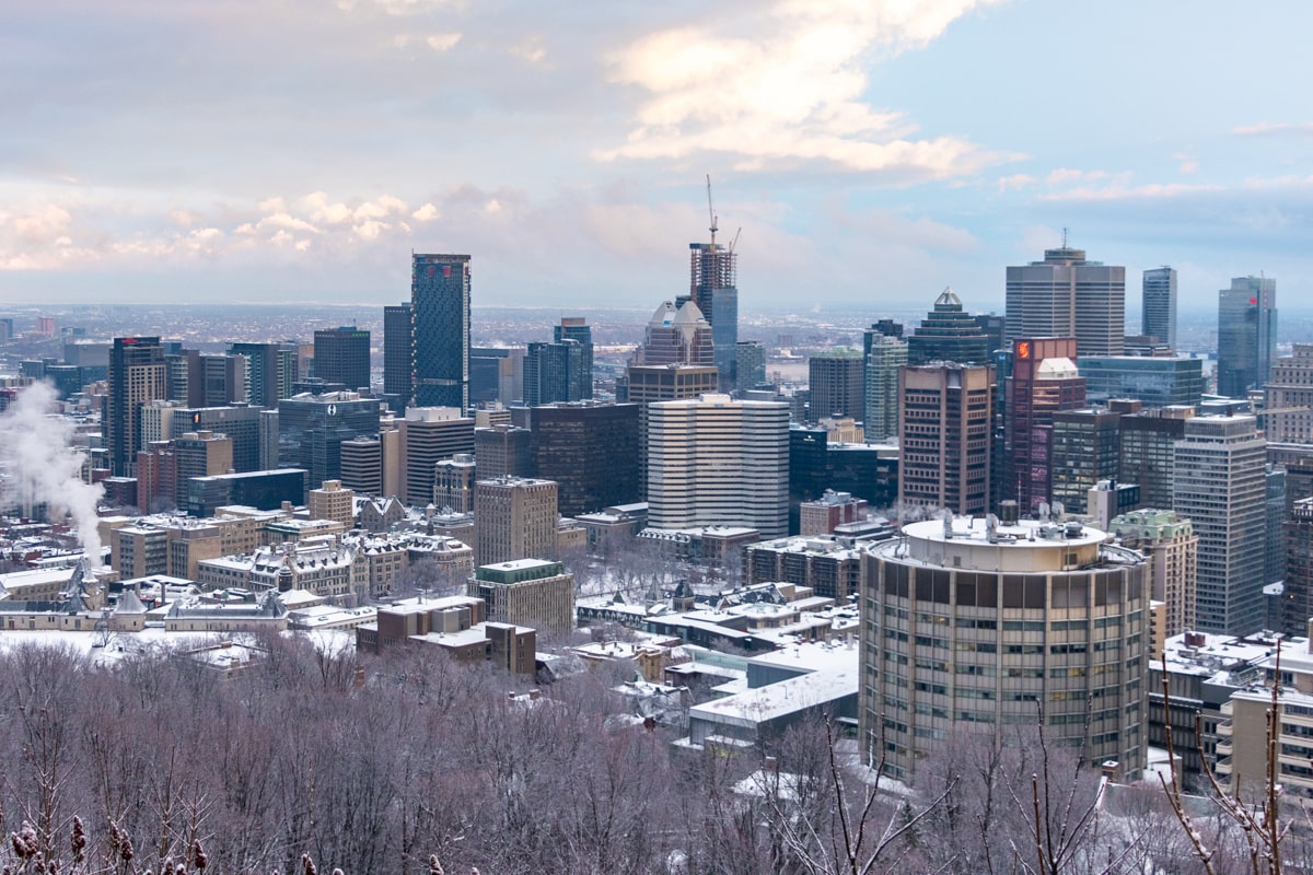 Vue sur la ville de Montréal en hiver