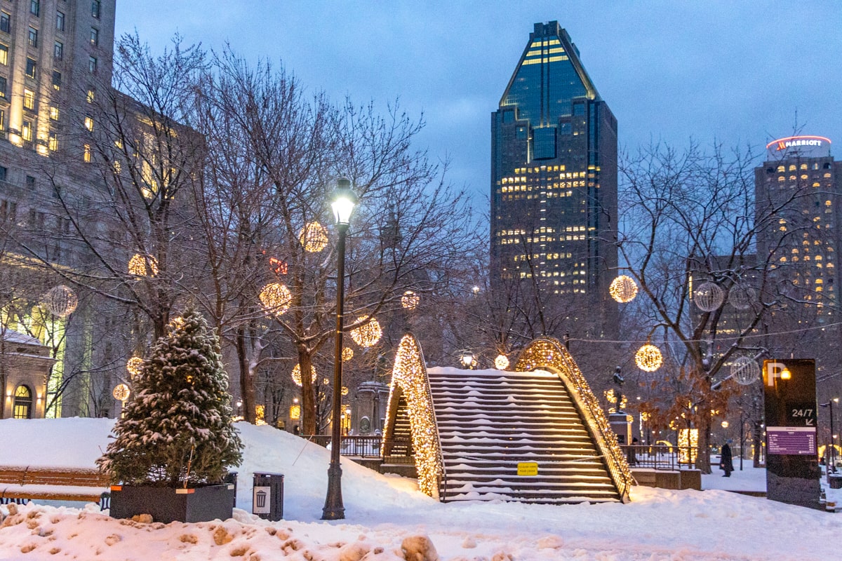 Fête des lumières à Montréal en hiver