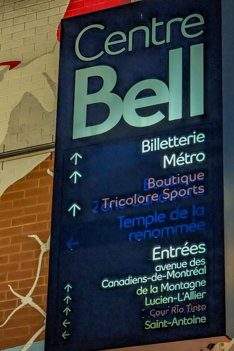 Accès au centre Bell à Montréal