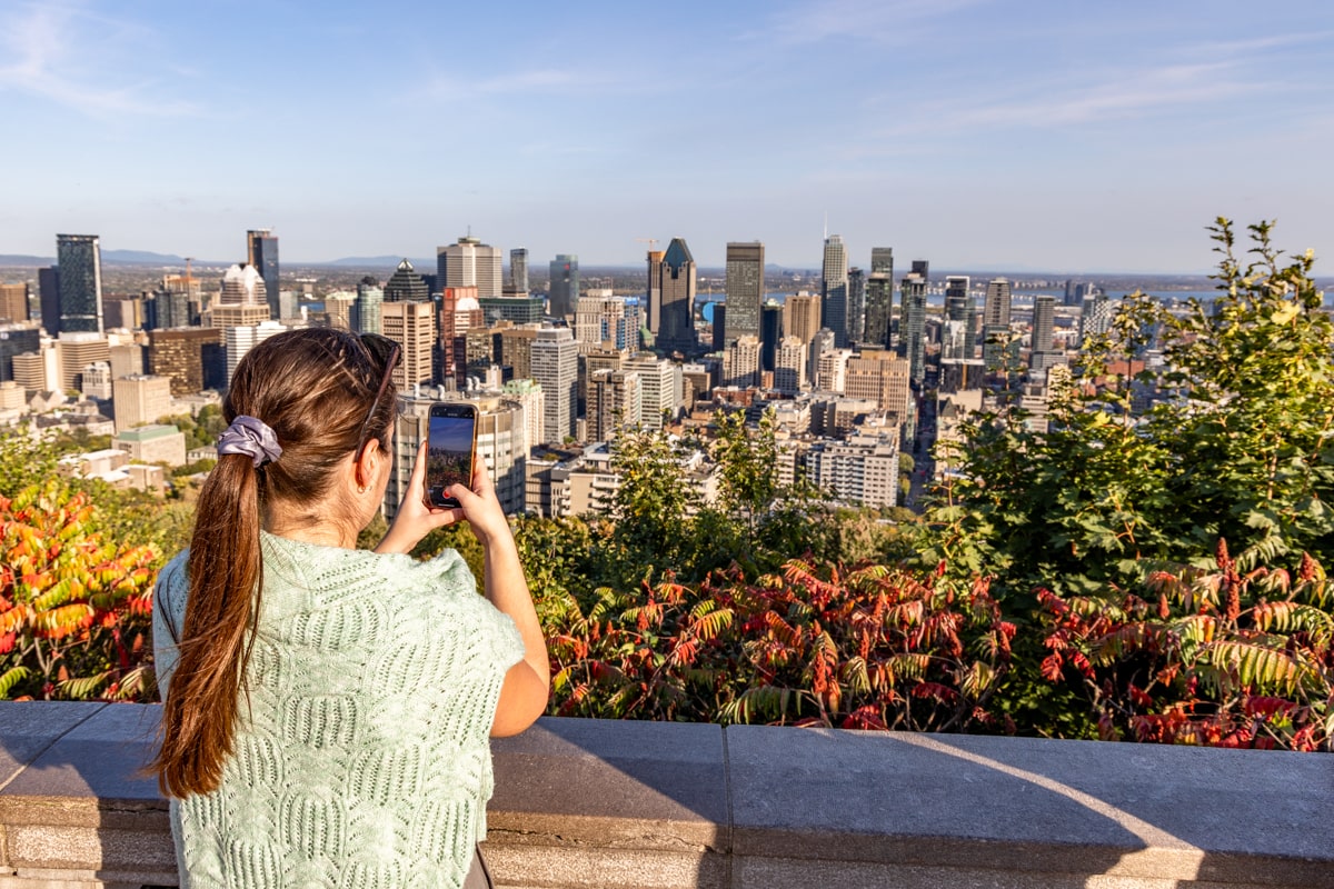 Prise en photo de Montréal depuis Mont Royal