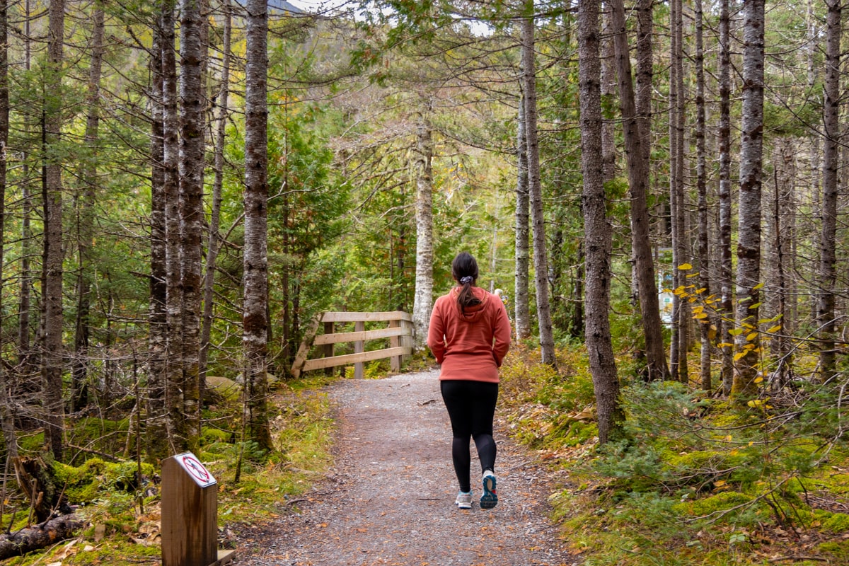 Personne qui se balade dans le parc national de la Gaspésie