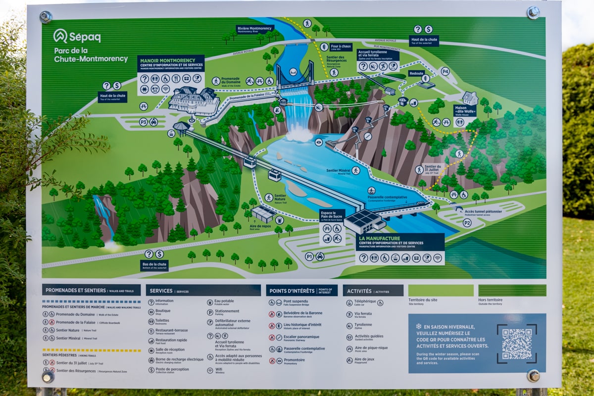 Carte du Parc naturel des Chutes-Montmorency