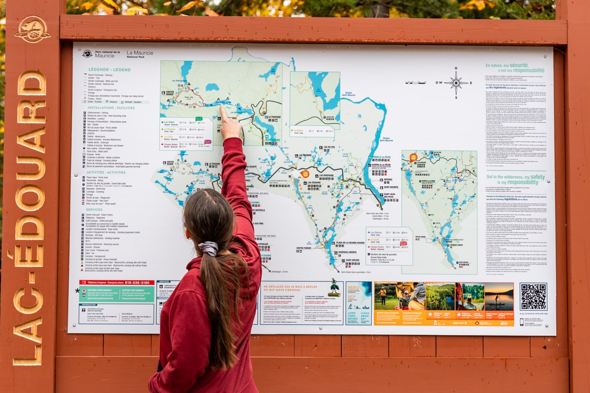 Carte du parc national de la Mauricie