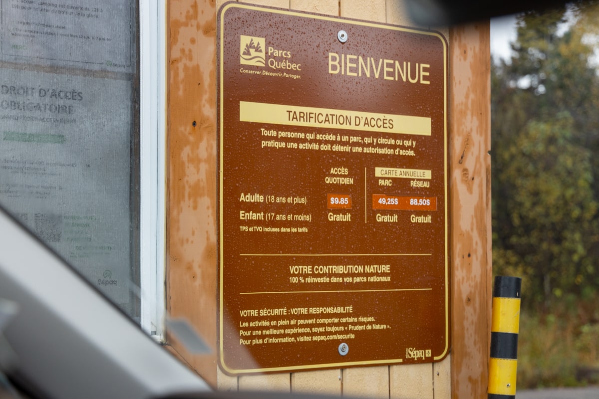 Panneau entrée du parc